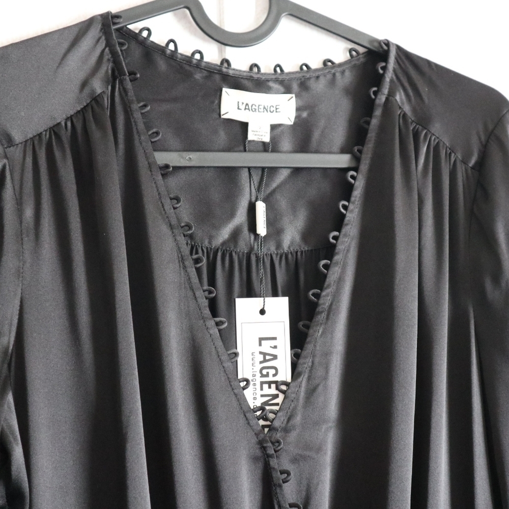 L'agenece Silk Long Sleeve V-Neck Romper - Picture 5 of 10